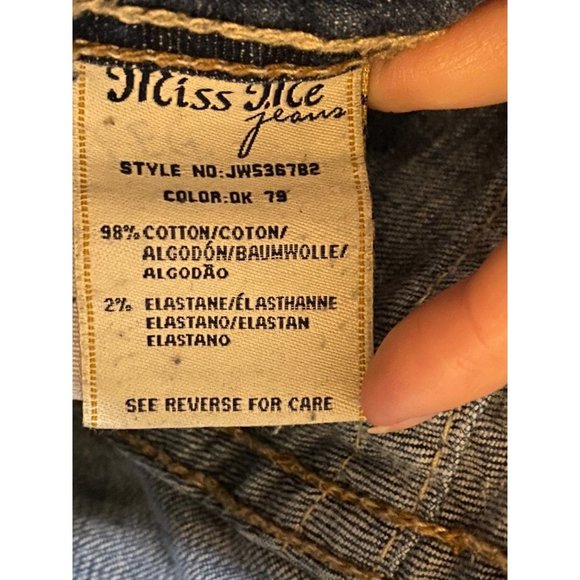 Miss Me Jeans Medium Wash Low Rise Boot Cut Studs/Gems Size 28 - Picture 12 of 13